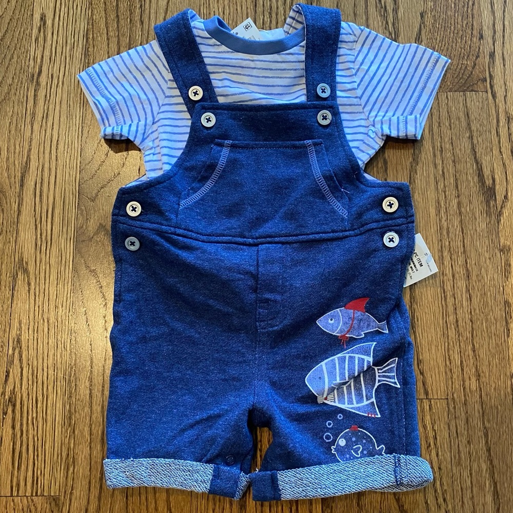 First Impressions Two Piece Set Shirt Overall Shorts